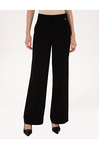 Pierre Cardin Black Palazzo Fabric Trousers 50319006-Vr046