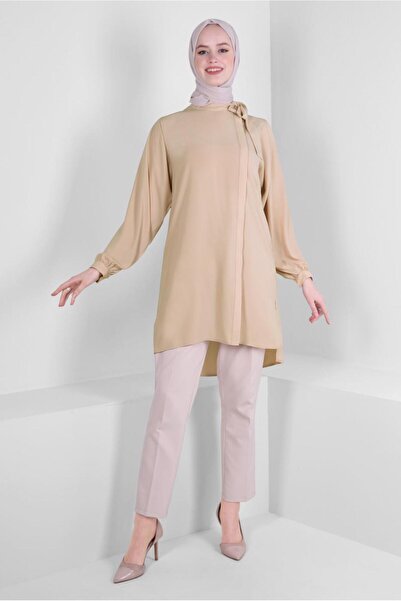Alvina HIDDEN BUTTON TUNIC WITH COLLAR BINDING DETAIL 43508
