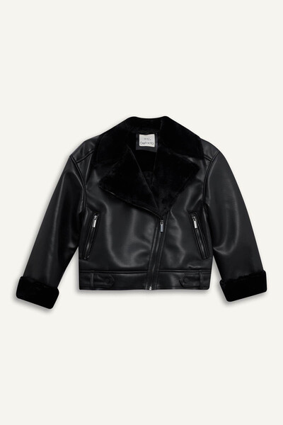 DeFacto Palton negru pentru fete F0562A8/BK27