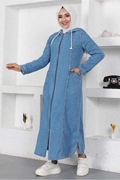 TRENDTESETTÜR ЖІНОЧИЙ СИНЬО-БЛАКИТНИЙ ТРЕНЧКОТ З КАПЮШОНОМ І КИШЕНЯМИ T 1087