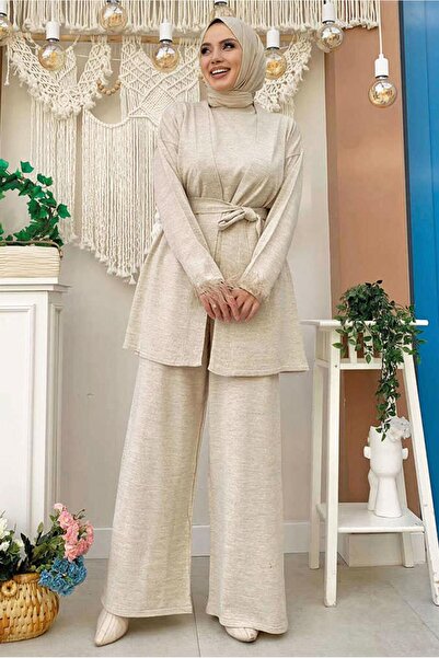 TRENDTESETTÜR بدلة نسائية بيج (حجر) مع بنطال وشريط T 20432
