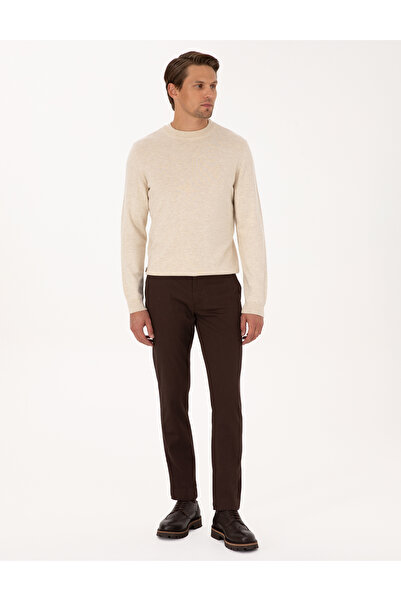 Pierre Cardin Koyu Kahverengi Slim Fit Kanvas Pantolon 50299517-VR084