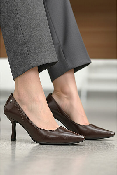 Gökhan Talay Ayça Flexible Soft Non-Slip Sole (7 cm) Brown Patent Leather Wom...