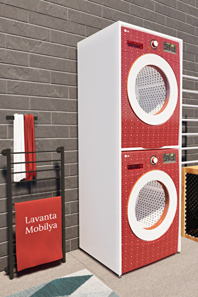 Lavanta Mobilya İmalat Altun Mdf Beyaz Çamaşır Makinesi Ve Kurutma Makinesi D...