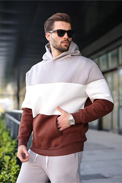 Madmext Gray Hooded Men's Tracksuit Set 5926