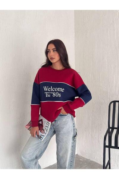 Noa&Noa Yazı Detaylı Renk Bloklu Bisiklet Yaka 3 İplik Sweatshirt