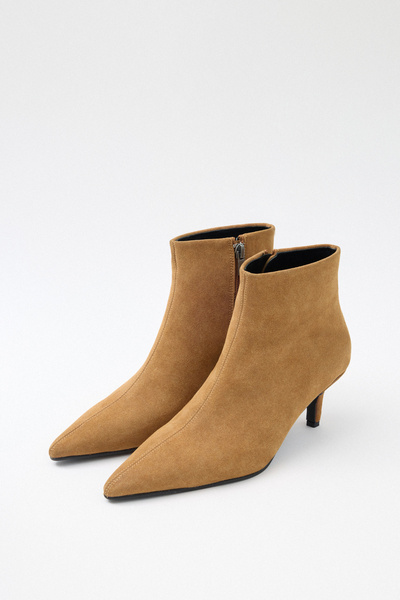 LUTVELIZADE Bot 2517 - Sivri Burun Bilek Boy Taba Süet Kadın Bot