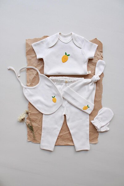 OhlalaKoala Lemon Embroidered 5 Piece Short Sleeve Newborn Set