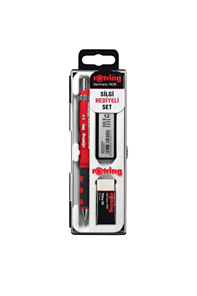Rotring Tikky Versatil Kırmızı 0.5 Uçlu Kalem 3 Lü Okul Seti Silgi Hediye