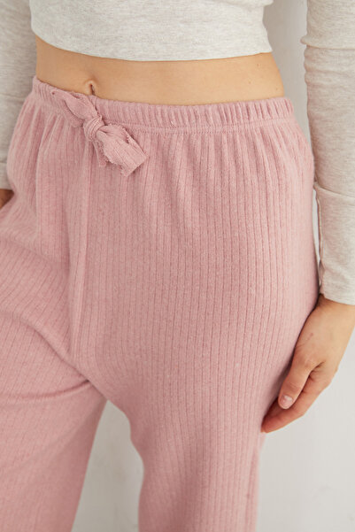 Fulla Moda Basic Fitilli Beli Lastikli Pantolon