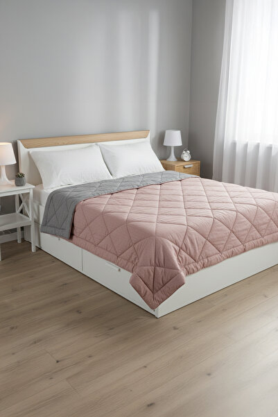 Dormeur POLYCOTTON FIRÇALI ÇİFT KİŞİLİK 195X215 GRİ-GÜL KURUSU