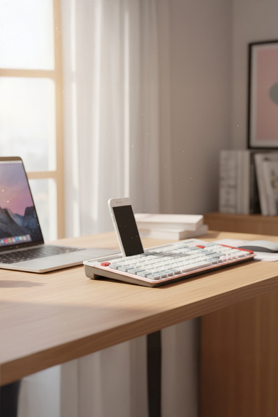 Everest RUBY Pembe/Beyaz/Gri 2.4G+BT1+BT2 Çoklu Cihaz Bağlantılı Q Klavye