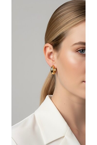 Aksesuar أقراط دائرية من الفولاذ - موديل كروي كبير