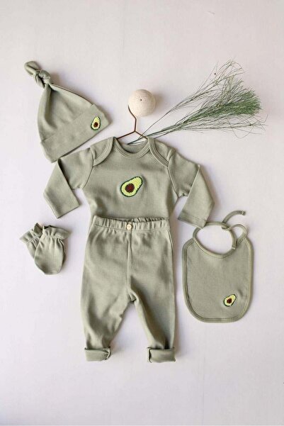 OhlalaKoala 5-Piece Avocado Embroidered Long Sleeve Newborn Set