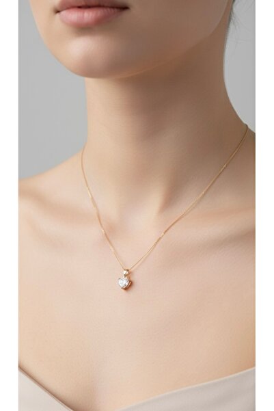 Aksesuar قلادة من الفولاذ بحجر واحد على شكل قلب