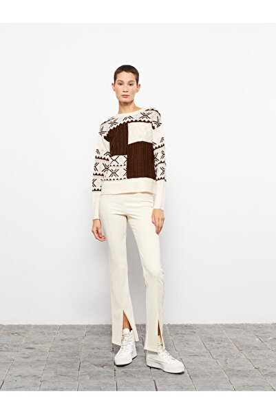 LC Waikiki Crew Neck Patterned Long Sleeve Women's Knitwear Sweater