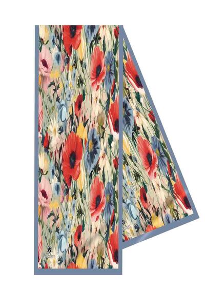 Vissona I67 Satin Silk Flower Patterned Women's Scarf