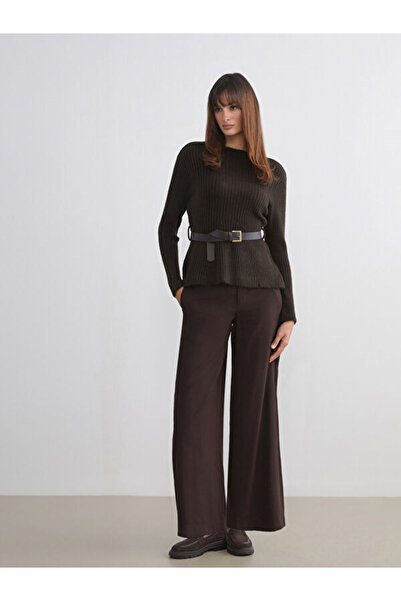 LC Waikiki Women's Knit Sweater with High Neck and Belt