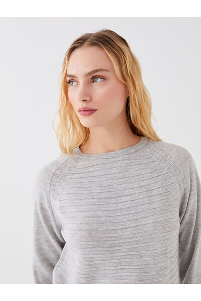 LC Waikiki Crew Neck Self Patterned Long Sleeve Women's Knitwear Sweater