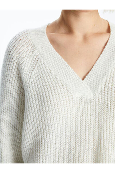 LC Waikiki V-Neck Textured Women's Knitwear Sweater