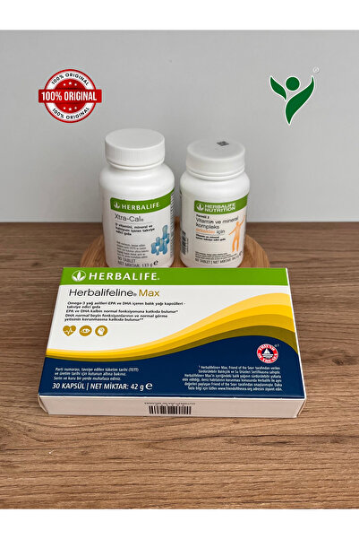 Herbalife Erkekler için Formül2 Vitamin - Xtra-Cal (Kalsiyum) - Herbalifeline Max Omega 3'lü Set