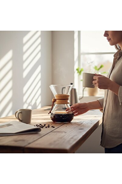 PİNHAN Cam Dripper Kahve Ekipmanı - Kahve Demleme Aleti - Cam Kahve Demleme - 400 ml (KHDMSR- 400)