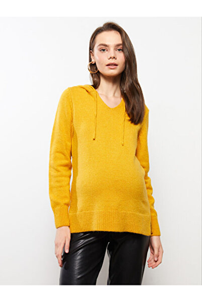 LC Waikiki Hooded Solid Long Sleeve Maternity Sweater