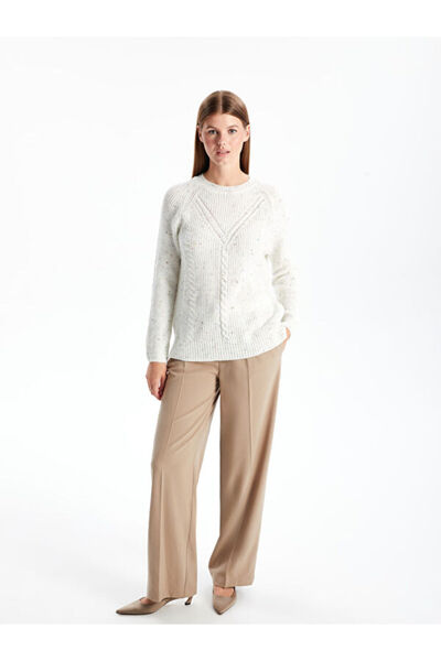 LC Waikiki Crew Neck Patterned Women's Knitwear Sweater