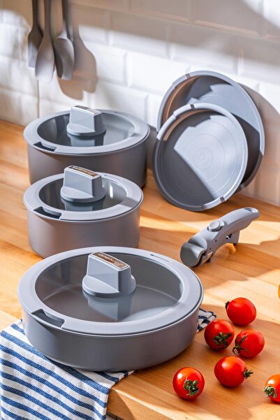 ACAR Biogrey 9 Piece Cooking Storage Pot Set
