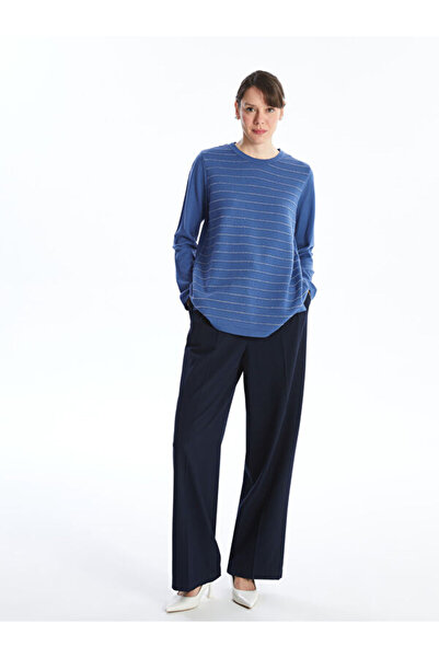 LC Waikiki Pulover de damă cu mânecă lungă cu dungi cu gât