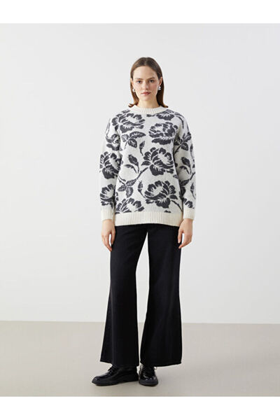 LC Waikiki Crew Neck Floral Women's Knitwear Sweater