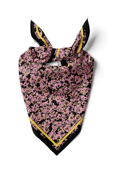 Modabutik D12 Kadın Pembe Çiçek Desenli 50x50 Bandana