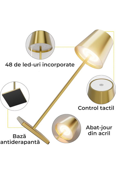 varioshop Set 2 x Touch Rechargeable LED Table Lamp