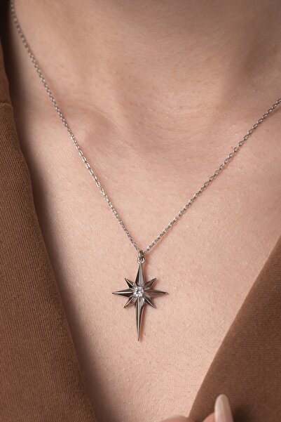 Two Arts Kadın 925 Ayar Gümüş Kuzey Yıldızı Kolye | Hediye Kutusunda