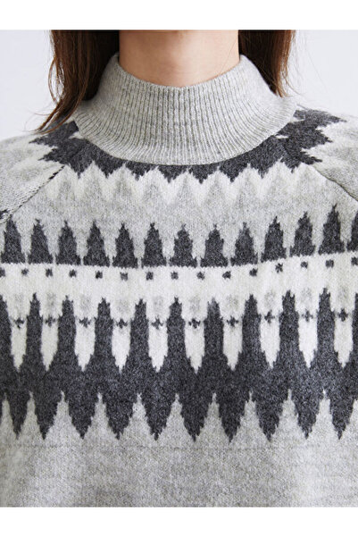 LC Waikiki Half Turtleneck Patterned Women's Knitwear Sweater