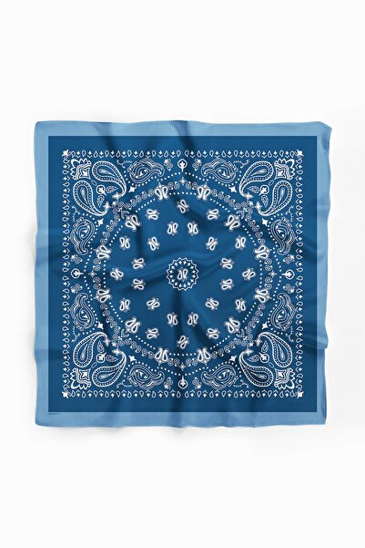 Modabutik Woman's Blue White Ethnic Pattern 50x50 Bandana