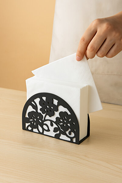 VENON Black Flower Elipse Metal Napkin Holder Table Restaurant Coffee Shop Hotel Napkin Holder Organizer