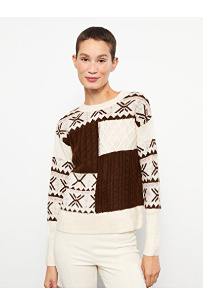 LC Waikiki Crew Neck Patterned Long Sleeve Women's Knitwear Sweater