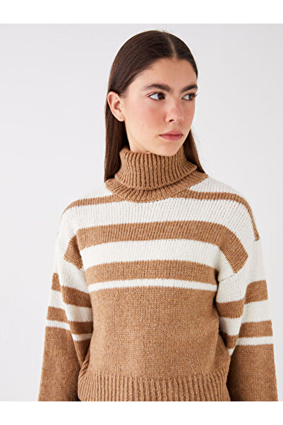 LC Waikiki Turtleneck Striped Long Sleeve Women's Knitwear Sweater