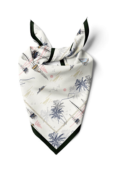 Modabutik Kadın Mavi Yelken Desenli 50x50 Bandana