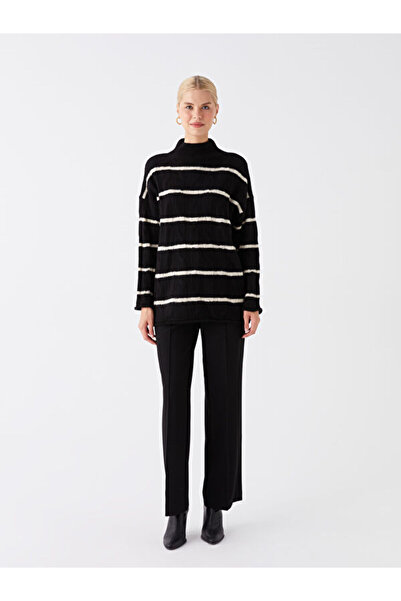 LC Waikiki Half Turtleneck Striped Long Sleeve Women's Knitwear Sweater