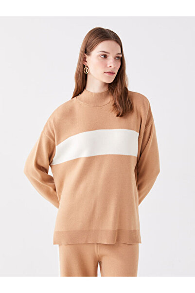 LC Waikiki Half Turtleneck Color Blocked Long Sleeve Women's Knitwear Sweater