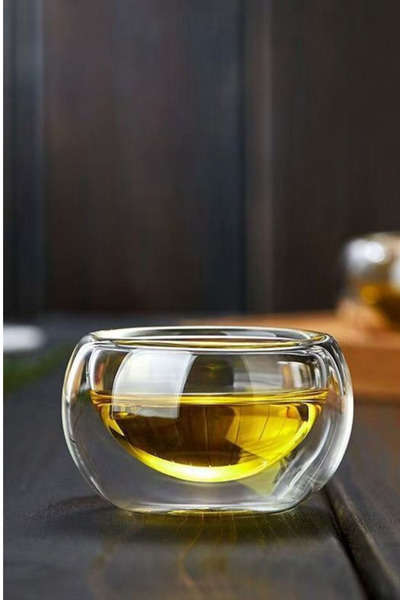 Janset 6 Pieces Glass Double Walled Bowl Set - Sugar Bowl, Jam Bowl, Sauce Bowl and Snack Bowl