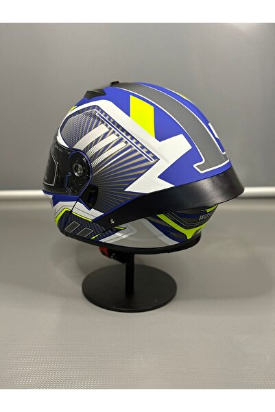 WOSEN Ws-202 Güneş Vizörlü Çene Açılır Kask MATTBLUE A1 (ŞEFFAF VİZÖRLÜ)