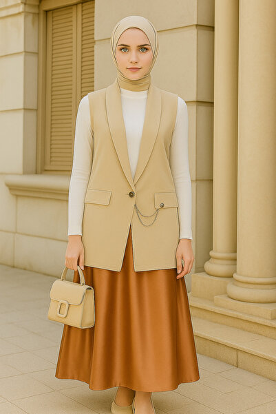 ŞIK VE MUTLU Hijab Sleeveless Tunic Blazer Vest