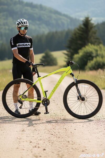 Bisan MTX 7500 Shimano Cues 27,5 Jant Dağ Bisikleti 43 cm Hidrolik Disk Fren 18 Vites - Neon Sarı Siyah