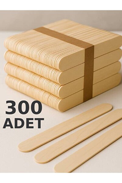 nistabolje 300 Adet Abeslang Geniş Dil Çubuğu Ahşap Büyük Dondurma Dil Basma Ağda Çubuk