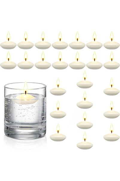Home Zone 24 Pcs 1.5'' Unscented Floating Candles for Centrepieces (White)