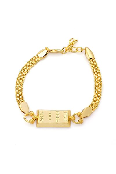 FerizZ İmitasyon Altın Kaplama Hazır Zincir Desenli Külçe Bileklik BLK-1152