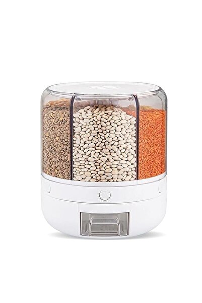 LİWRA 360 °   Rotatable 6 Compartment Dry Food and Pulses Organizer with Air Tight Separator